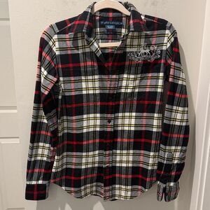 Ralph Lauren Multicolor Plaid Shirt with embroidered logo crest Deer size 4